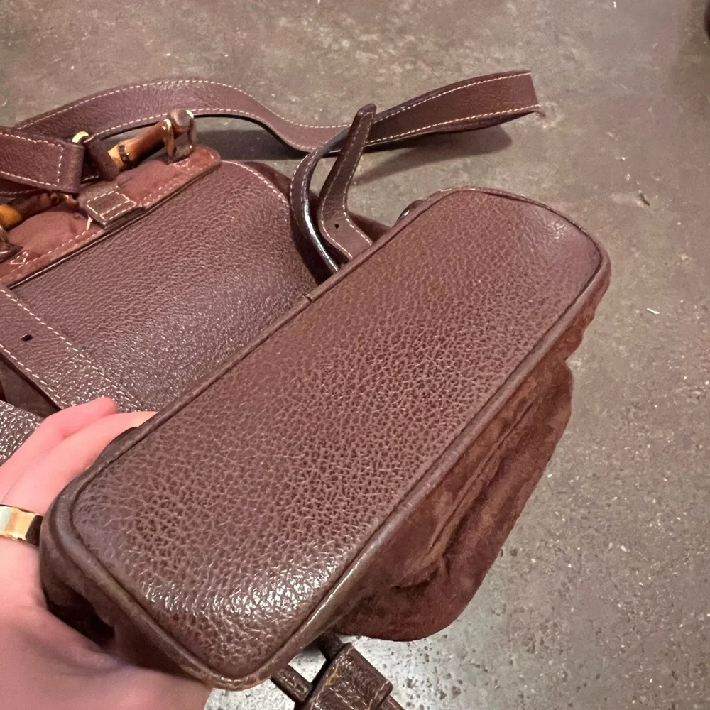 Gucci Vintage Brown Suede Leather Backpack - Picture 5 of 8